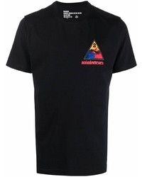 schwarzes besticktes T-Shirt mit einem Rundhalsausschnitt von Maharishi