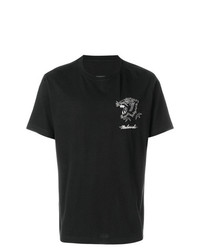 schwarzes besticktes T-Shirt mit einem Rundhalsausschnitt von Maharishi