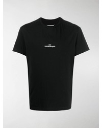 schwarzes besticktes T-Shirt mit einem Rundhalsausschnitt von Maison Margiela