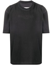 schwarzes besticktes T-Shirt mit einem Rundhalsausschnitt von Maison Margiela