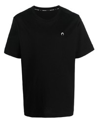 schwarzes besticktes T-Shirt mit einem Rundhalsausschnitt von Marine Serre