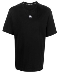 schwarzes besticktes T-Shirt mit einem Rundhalsausschnitt von Marine Serre