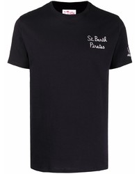 schwarzes besticktes T-Shirt mit einem Rundhalsausschnitt von MC2 Saint Barth