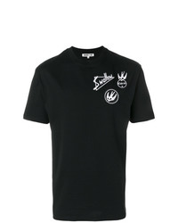 schwarzes besticktes T-Shirt mit einem Rundhalsausschnitt von McQ Alexander McQueen