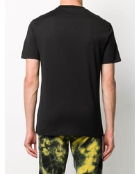 schwarzes besticktes T-Shirt mit einem Rundhalsausschnitt von Versace