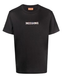 schwarzes besticktes T-Shirt mit einem Rundhalsausschnitt von Missoni