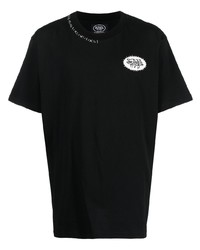 schwarzes besticktes T-Shirt mit einem Rundhalsausschnitt von MJB Marc Jacques Burton