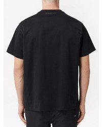 schwarzes besticktes T-Shirt mit einem Rundhalsausschnitt von Burberry