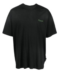 schwarzes besticktes T-Shirt mit einem Rundhalsausschnitt von MSGM