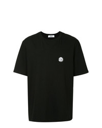 schwarzes besticktes T-Shirt mit einem Rundhalsausschnitt von MSGM