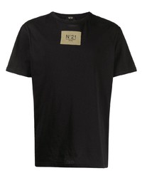 schwarzes besticktes T-Shirt mit einem Rundhalsausschnitt von N°21