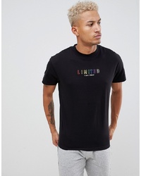 schwarzes besticktes T-Shirt mit einem Rundhalsausschnitt von Night Addict