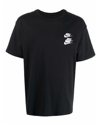 schwarzes besticktes T-Shirt mit einem Rundhalsausschnitt von Nike