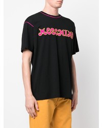 schwarzes besticktes T-Shirt mit einem Rundhalsausschnitt von Moschino