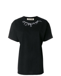 schwarzes besticktes T-Shirt mit einem Rundhalsausschnitt von Ottolinger