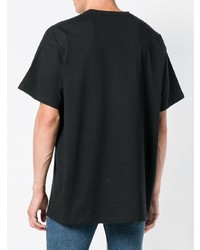 schwarzes besticktes T-Shirt mit einem Rundhalsausschnitt von Balenciaga