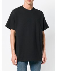 schwarzes besticktes T-Shirt mit einem Rundhalsausschnitt von Balenciaga