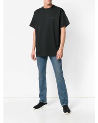 schwarzes besticktes T-Shirt mit einem Rundhalsausschnitt von Balenciaga