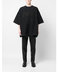 schwarzes besticktes T-Shirt mit einem Rundhalsausschnitt von Vetements