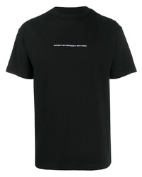 schwarzes besticktes T-Shirt mit einem Rundhalsausschnitt von Palm Angels