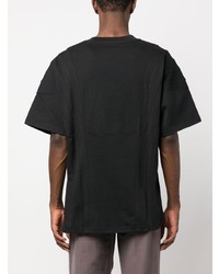schwarzes besticktes T-Shirt mit einem Rundhalsausschnitt von adidas