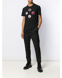 schwarzes besticktes T-Shirt mit einem Rundhalsausschnitt von Alexander McQueen