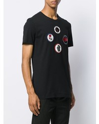 schwarzes besticktes T-Shirt mit einem Rundhalsausschnitt von Alexander McQueen