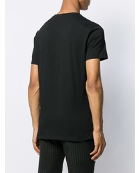 schwarzes besticktes T-Shirt mit einem Rundhalsausschnitt von Alexander McQueen