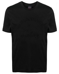 schwarzes besticktes T-Shirt mit einem Rundhalsausschnitt von Paul & Shark