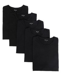 schwarzes besticktes T-Shirt mit einem Rundhalsausschnitt von Paul Smith