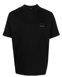 schwarzes besticktes T-Shirt mit einem Rundhalsausschnitt von Paul Smith