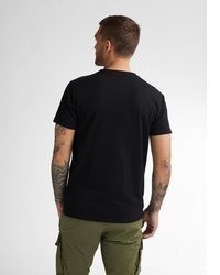 schwarzes besticktes T-Shirt mit einem Rundhalsausschnitt von Petrol Industries