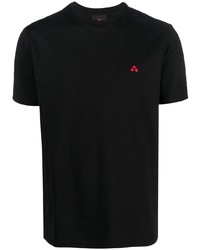 schwarzes besticktes T-Shirt mit einem Rundhalsausschnitt von Peuterey