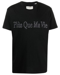 schwarzes besticktes T-Shirt mit einem Rundhalsausschnitt von Plùs Que Ma Vìe