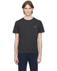 schwarzes besticktes T-Shirt mit einem Rundhalsausschnitt von Polo Ralph Lauren