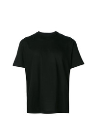 schwarzes besticktes T-Shirt mit einem Rundhalsausschnitt von Prada