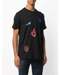 schwarzes besticktes T-Shirt mit einem Rundhalsausschnitt von Ps By Paul Smith