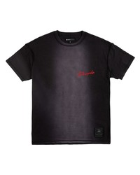 schwarzes besticktes T-Shirt mit einem Rundhalsausschnitt von purple brand