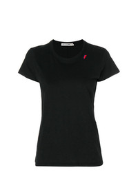 schwarzes besticktes T-Shirt mit einem Rundhalsausschnitt von Rag & Bone
