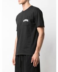 schwarzes besticktes T-Shirt mit einem Rundhalsausschnitt von Supreme