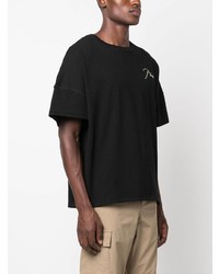 schwarzes besticktes T-Shirt mit einem Rundhalsausschnitt von Rhude