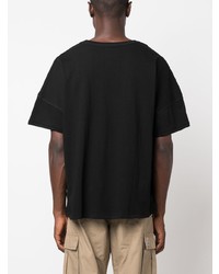 schwarzes besticktes T-Shirt mit einem Rundhalsausschnitt von Rhude