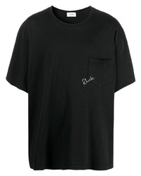schwarzes besticktes T-Shirt mit einem Rundhalsausschnitt von Rhude