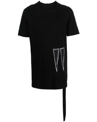 schwarzes besticktes T-Shirt mit einem Rundhalsausschnitt von Rick Owens DRKSHDW