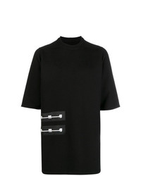 schwarzes besticktes T-Shirt mit einem Rundhalsausschnitt von Rick Owens DRKSHDW