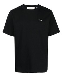 schwarzes besticktes T-Shirt mit einem Rundhalsausschnitt von Róhe