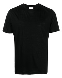 schwarzes besticktes T-Shirt mit einem Rundhalsausschnitt von Saint Laurent