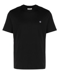 schwarzes besticktes T-Shirt mit einem Rundhalsausschnitt von Sandro