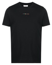 schwarzes besticktes T-Shirt mit einem Rundhalsausschnitt von Sandro Paris