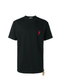 schwarzes besticktes T-Shirt mit einem Rundhalsausschnitt von Sankuanz